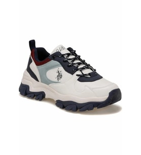 U.S. Polo Assn. Tracky Beyaz Mavi Kalın Taban Kadın Spor Ayakkabı Sneaker (Beyaz-Mavi)