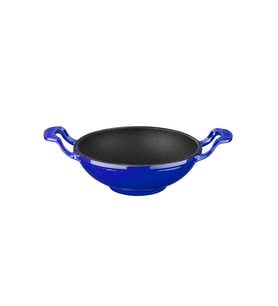 Lava Döküm Mini Wok Yekpare Kulplu Çap(Ø)16cm. (Mavi)