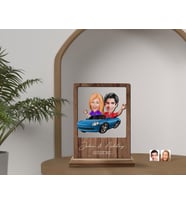 BK Gift Kişiye Özel Sevgililer Karikatürlü Ahşap Standlı Biblo, Sevgililer Günü Hediyesi, Doğum Günü Hediyesi, Yıl Dönümü Hediyesi-1 (Model 2)