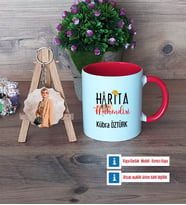 Harita Mühendisi Kupa Bardak Beyaz ve Fotoğraflı Ahşap Anahtarlık Hediye (Model 2)