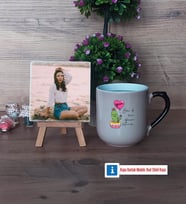 Arkadaşa Hediye Kaktüs Fotoğraflı Dekoratif Taş, Kupa Bardak Beyaz Hediye Doğum Günü Hediyesi (Model 10)