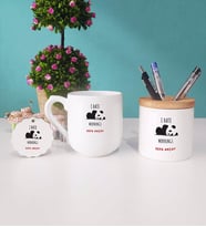 Sevimli Panda Kupa Bardak Kalemlik ve Anahtarlık İsme Özel (Model 9)