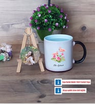 Flamingo Kupa Bardak Beyaz ve Fotoğraflı Ahşap Anahtarlık HediyeArkadaşa Doğum Günü Hediyesi (Model 9)
