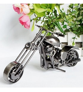 El Yapımı Vintage Demir Motosiklet Modeli Motor Heykelcik Metal Motosiklet Ev Ofis Dekor Obje (Gri)