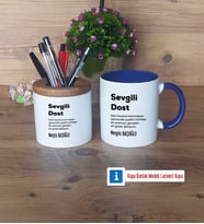 Arkadaşa Hediye Kalemlik, Kupa Bardak T Kişiye Özel Hediye (Model 6)