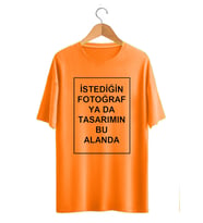 BYVOL Kendin Tasarla T-shirt Kişiye Özel Tişört Baskılı Tshirt (Turuncu)