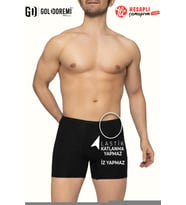 Gd Goldoremi Premium Erkek İz Yapmaz Rahat Lastik Bambu Rahat Kutulu Tekli Boxer (Göbeği Olanların Vazgeçilmez) (Siyah)