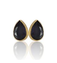 Kadir Jewellery 22 Ayar Altın Kaplama Fosil Taşlı Küpe -El İşçiliği Ve Hipoalerjenik Küpe (Mor)