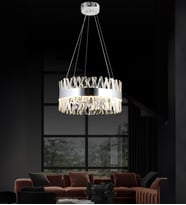 Roxy 50'lik Taşlı Sarkıt Led Avize  Kristal Taş Salon Avize (Krom)