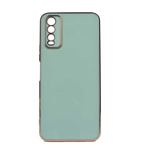 Vivo Y20 Kılıf Zore Bark Kenarları Altın Renk Kılıf (Açık Yeşil)