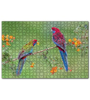 Cakapuzzle Çiçekli Dal Üzerindeki Renkli Papağanlar  Puzzle Yapboz MDF (Ahşap) (1000 Parça)