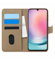 Microsonic Samsung Galaxy A24 Kılıf Fabric Book Wallet Siyah (Gold)