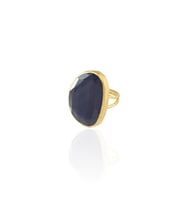 Kadir Jewellery 22 Ayar Altın Kaplama Kadın Fosil Taşlı Yüzük (Mor)
