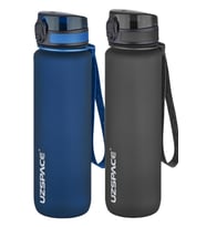 Uzspace 2'li Tritan Matara Seti 1000 ml Büyük Boy 14 Farklı Renk Seçeneği FiftyFifty (Lacivert-Siyah)