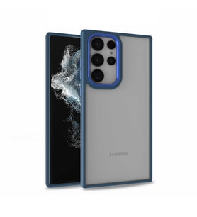 Samsung Galaxy S22 Ultra Kılıf Case, Kamera Lens Korumalı Elektroplatin Kaplama Sert PC Koruyucu Colourful Platinum Serisi (Mavi)