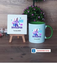 Developer Dekoratif Taş, Kupa Bardak Kırmızı Hediye (Model 13)