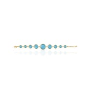 Kadir Jewellery 22 Ayar Altın Kaplama Zirkon Taşlı Ayarlanabilir Zincir Bileklik (Koyu Mavi)