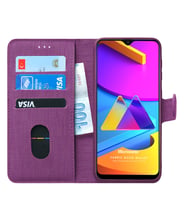 Microsonic Samsung Galaxy M10s Kılıf Fabric Book Wallet (Mor)