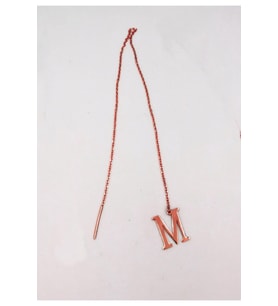 Uzun Zincirli Harf Gümüş Küpe (Rose)