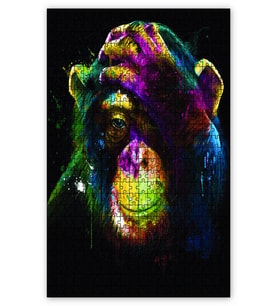 Cakapuzzle Sevimli Maymun Boyama Puzzle Yapboz MDF (Ahşap) (1000 Parça)