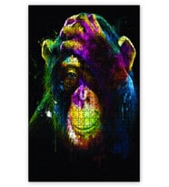 Cakapuzzle Sevimli Maymun Boyama Puzzle Yapboz MDF (Ahşap) (1000 Parça)