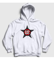 Presmono Unisex Gri Star U2 Kapüşonlu Sweatshirt 121433tt (Beyaz)