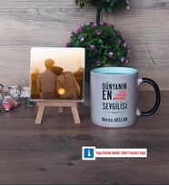 Sevgiliye Hediye Fotoğraflı Dekoratif Taş, Kupa Bardak Beyaz Hediye (Model 9)