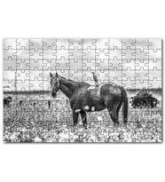 Cakapuzzle Çayırda Otlayan Aygır ve Sırtındaki Kuş Puzzle Yapboz MDF (Ahşap) (500 Parça)