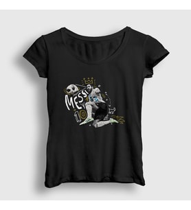 Presmono Kadın Haki 10 Argentina Soccer Futbol Lionel Messi T-Shirt 313678tt (Siyah)