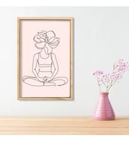 Tekli Ahşap Lamine Çerçeveli Mdf Tablo Çizgisel Burmese Oturuşu (Ahşap)