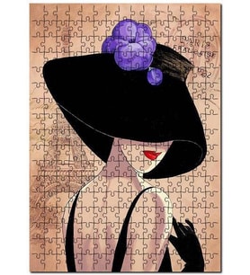 Cakapuzzle Paris Zeminde Şapkalı Kadın Görseli Puzzle Yapboz MDF (Ahşap) (500 Parça)