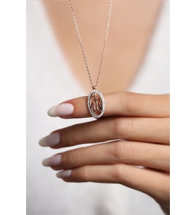 Allah Lafzı Taşlı 14 K Rose / Altın veya Gümüş Kaplama Kadın Kolye (Rose)