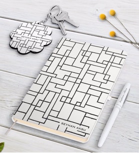 BK Gift Kişiye Özel İsimli Siyah Defter Kalem Ve Anahtarlık Hediye Seti-32 (Model 2)