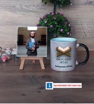Kuran Kursu Hocası Fotoğraflı Dekoratif Taş, Kupa Bardak Beyaz Hediye (Model 9)