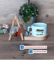 Maden Mühendisi Kupa Bardak Beyaz ve Fotoğraflı Ahşap Anahtarlık Hediye (Model 8)