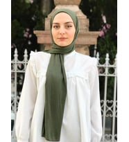 Fin Scarf Penye Şal 60 x 190 Cm (Haki)