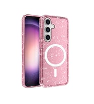 Galaxy S25 Plus Kılıf Magsafe Şarj Özellikli Parlayan Simli Saydam Renkli Allstar Kılıf (Pembe)