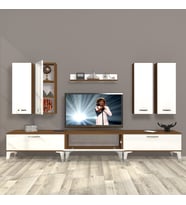Decoraktiv Eko 8D Slm Silver Tv Ünitesi Tv Sehpası (Beyaz - Kahverengi)