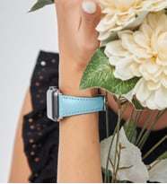 vagave Apple Watch 42 mm 44 mm 45mm 49mm 3 4 5 6 7 se 8 9 ve Ultra Ultra 2 Uyumlu Kadın Deri Kordon Saat Kayışı (Mavi)