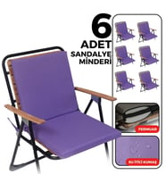 XPERMATE 6'lı Arkalıklı Sandalye Minderi Fermuarlı 40x40 Sırtlıklı Sandalye Minderi Bağcıklı (Mor)