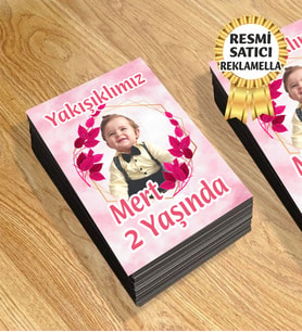 7 Temalı Kişiye Özel Resimli Doğum Günü Magneti  8x6 Cm 10 Adet (Pembe)