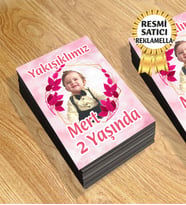 7 Temalı Kişiye Özel Resimli Doğum Günü Magneti  8x6 Cm 10 Adet (Pembe)