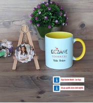 Eczane Teknikeri Kupa Bardak Beyaz ve Fotoğraflı Ahşap Anahtarlık Hediye (Model 7)