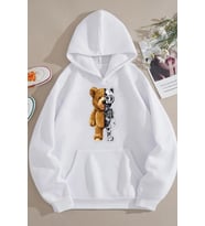 Unisex Boys Bear Baskılı Sweatshirt (A.Beyaz)