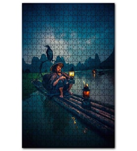 Cakapuzzle Saldaki Balıkçı ve Karabatak Puzzle Yapboz MDF (Ahşap) (255 Parça)