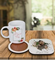 Kişiye Özel Tasarım Kupa Bardak Ve Fotoğraflı Ahşap Bardak Altlığı 99423 (Yeşil)
