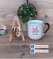 Müzik Öğretmeni Kupa Bardak Beyaz ve Fotoğraflı Ahşap Anahtarlık Hediye (Model 10)
