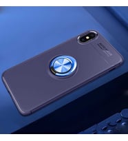Uyumlu Model Apple iPhone X Kılıf Yüzüklü Magnetli Ravel Case (Mavi)