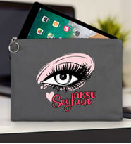 BK Gift Kişiye Özel İsimli-5 Tablet Çantası 30x21cm(12 Renk Seçeneği), Ipad Çantası, Baskılı Tablet Kılıfı (Antrasit)