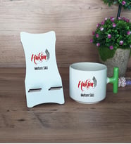 Hakim Hediye Sepeti Kupa Bardak T Kulplu ve Ahşap Telefon Standı Dünya Hukuk Günü Hediyesi (Model 8)